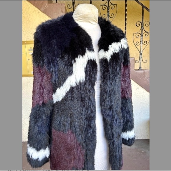 RACHEL ZOE Genuine Rabbit Fur Knit Mid-Length Coat NWOT/sz XS (Generous) - Picture 2 of 14